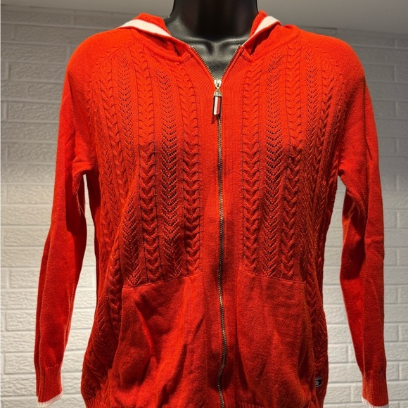Tommy Hilfiger Woman’d Vibrant Red Zip-Up Sweater - Picture 1 of 5